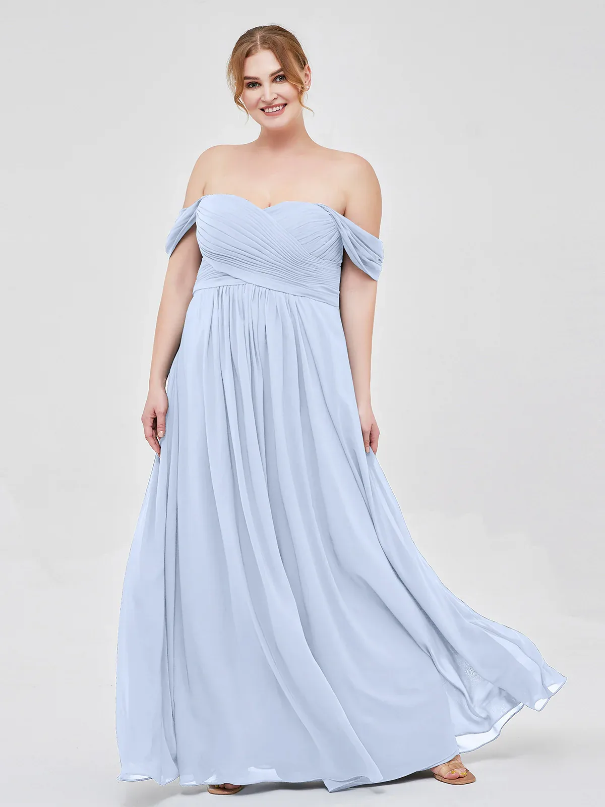 Off the Shoulder Empire Chiffon Bridesmaid Dress