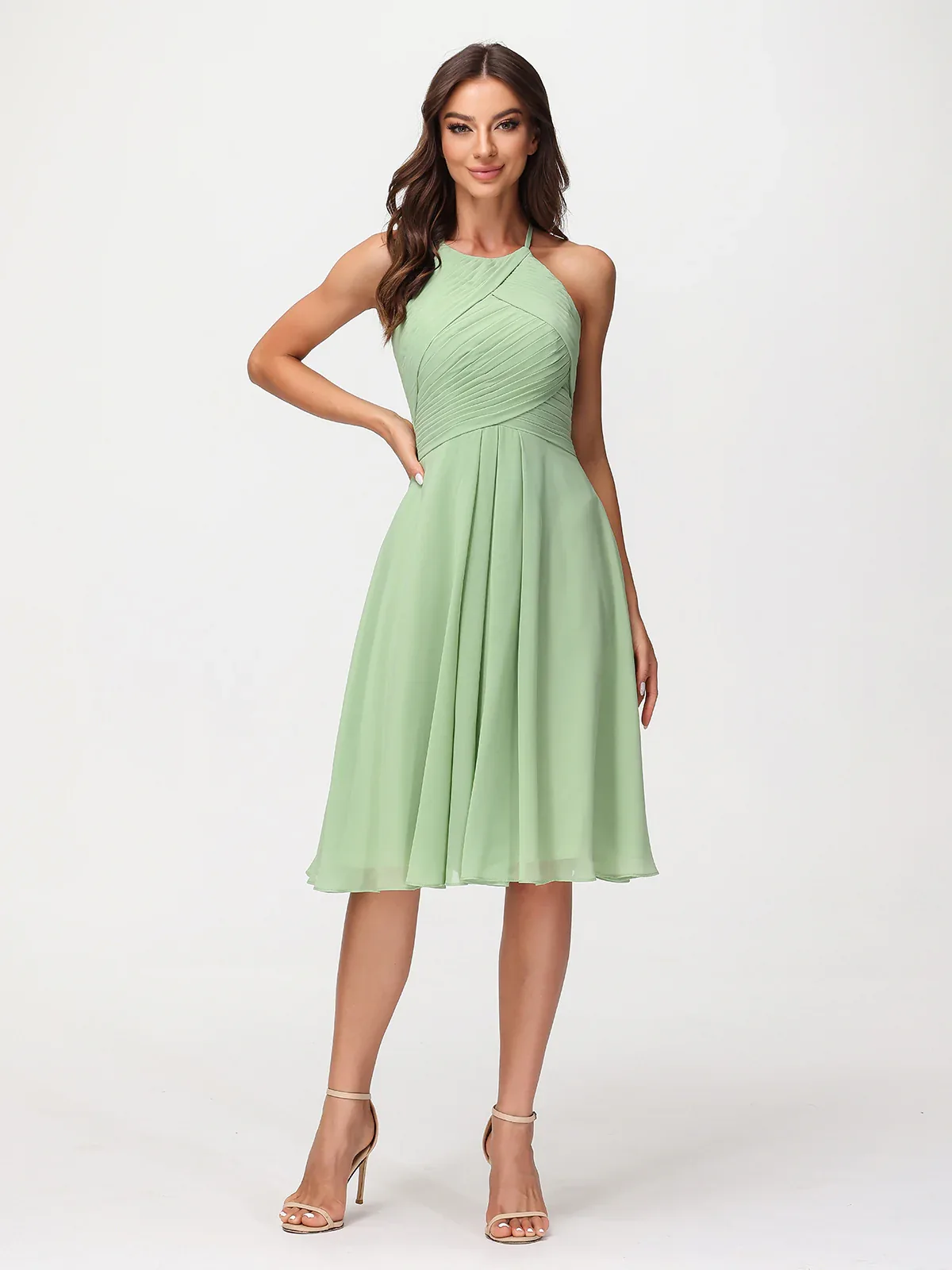 Short Chiffon Bridesmaid Dress with Pocket